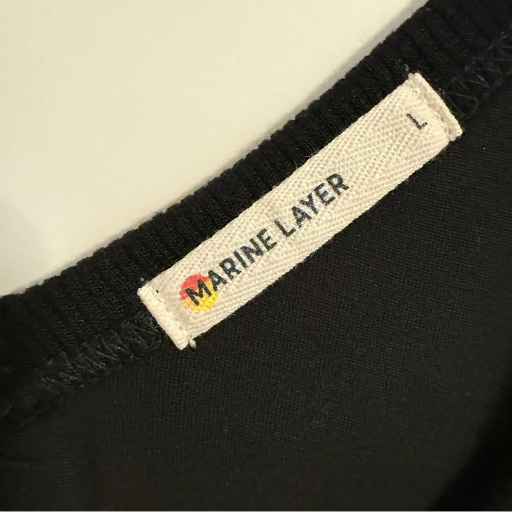 Marine Layer Women’s LARGE Black Midi Lexi Rib Spaghetti Strap Dress - Picture 4 of 6